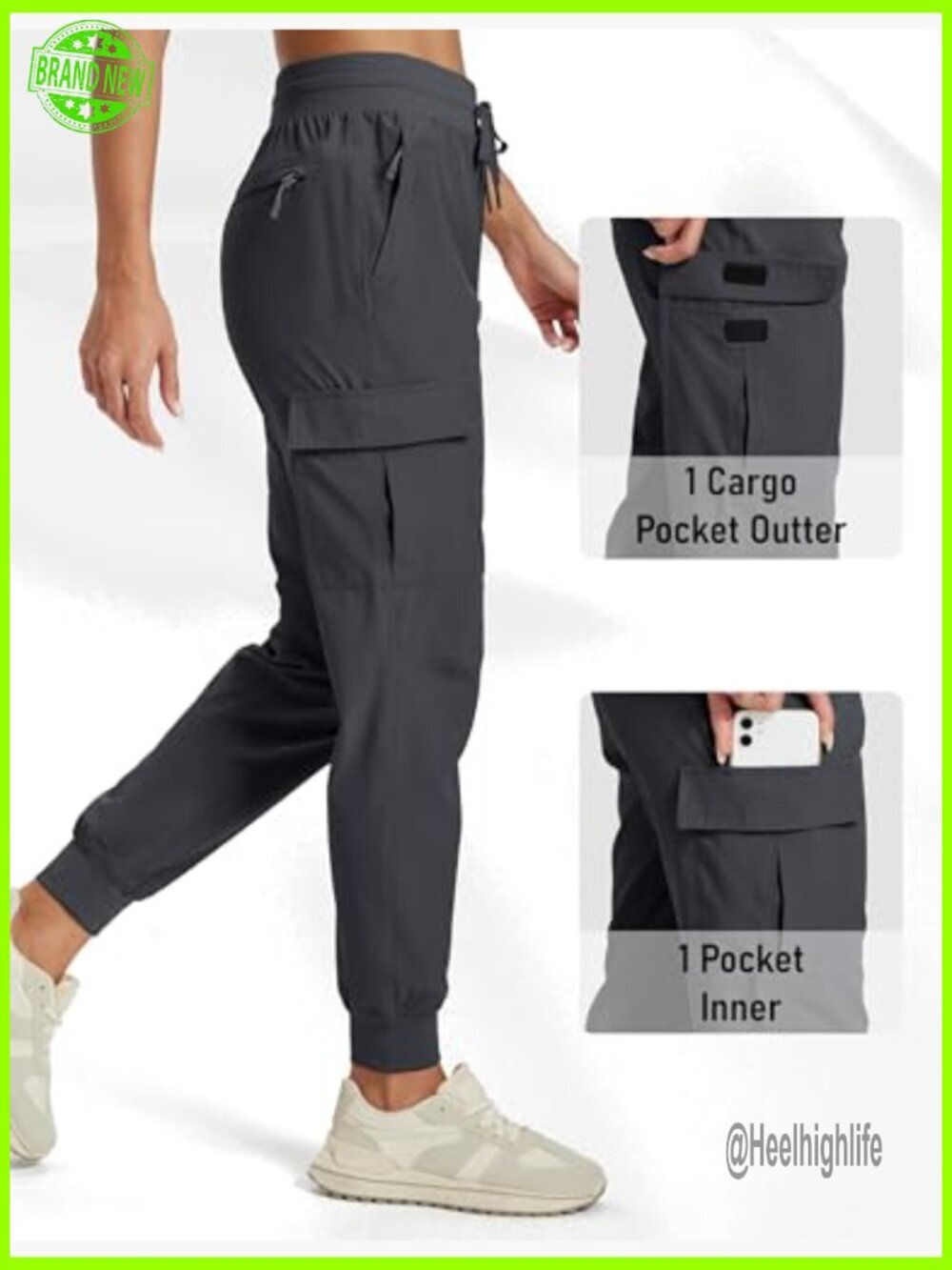 Lightweight Quick-Dry Cargo Joggers with Zipper Pockets for Hiking & Workout - Picture 4 of 7